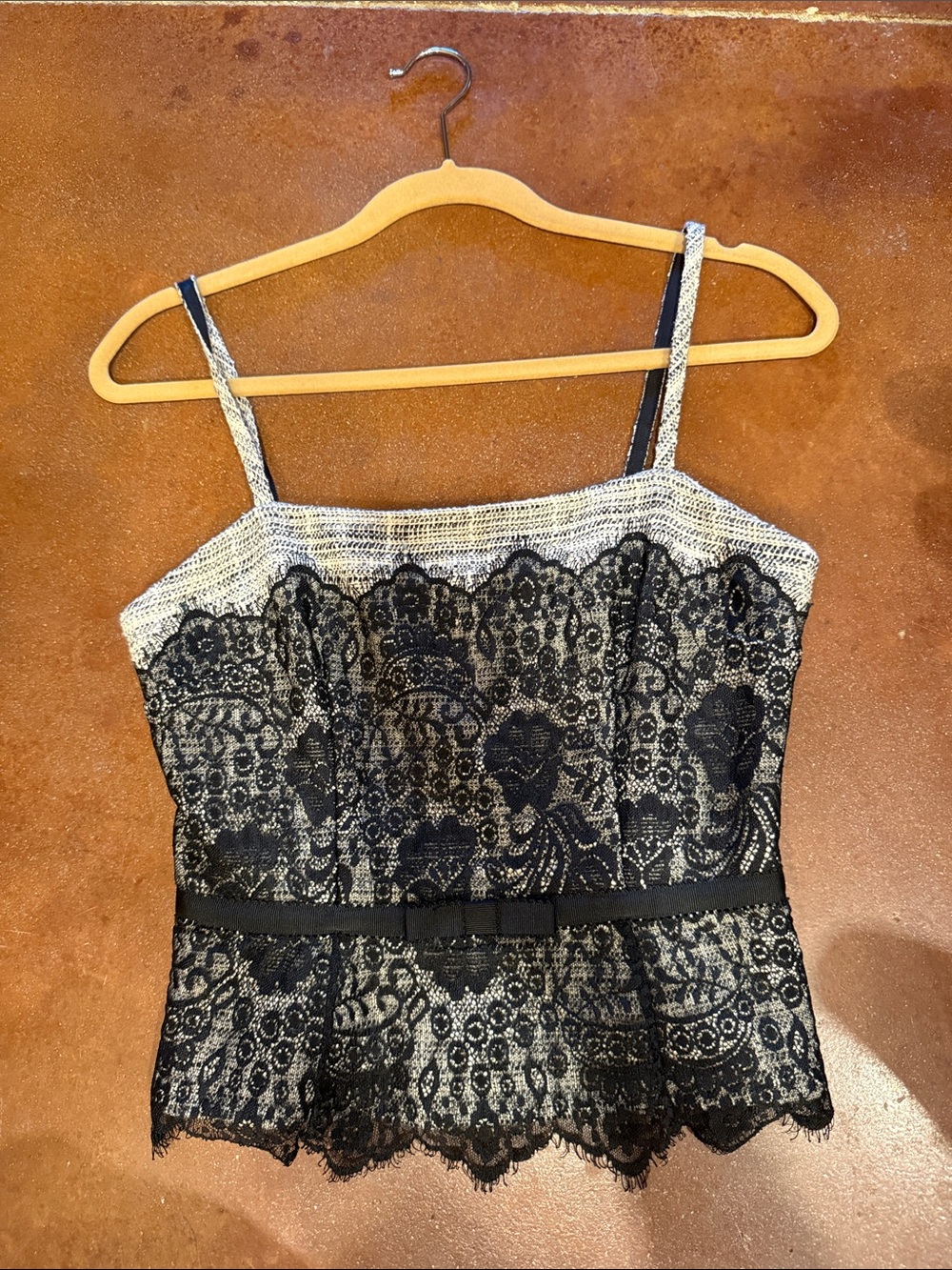 The Limited Black Lace Overlay Cream Camisole